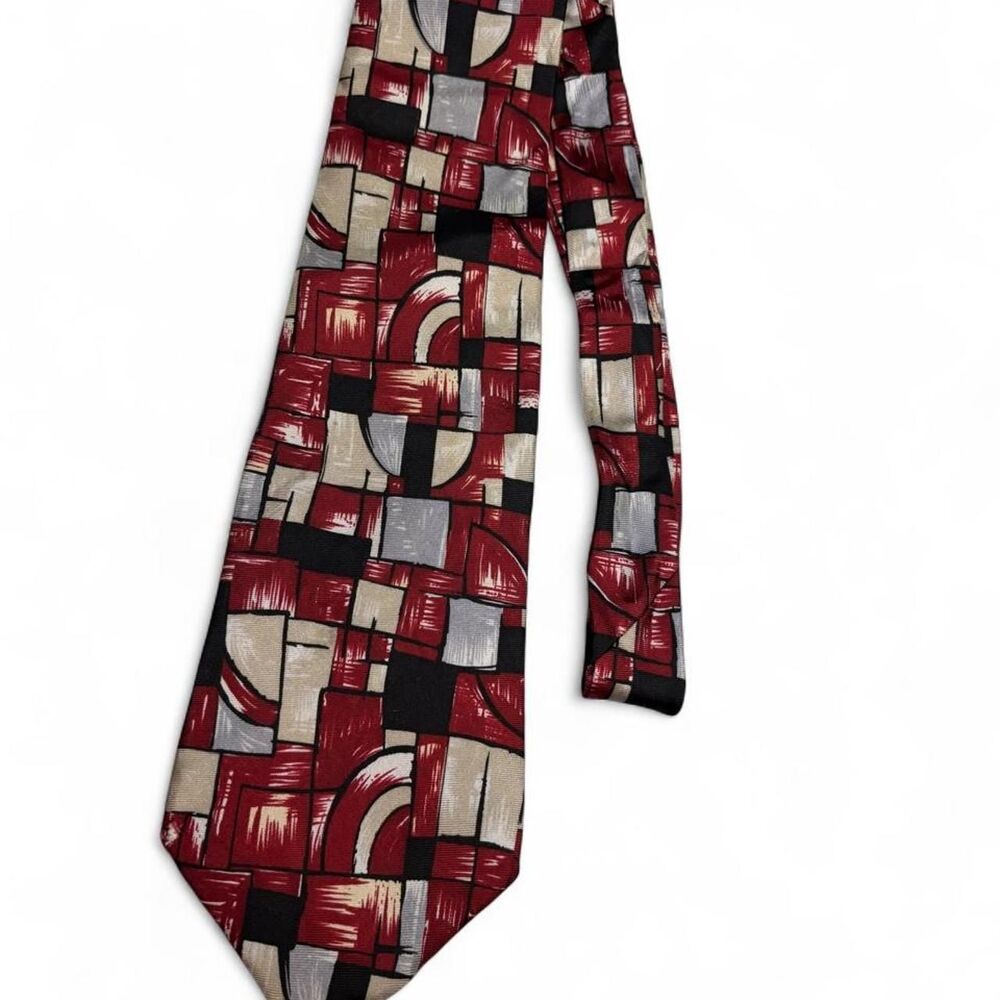 Vintage Pierre Cardin 100% Silk Abstract Geometric Necktie